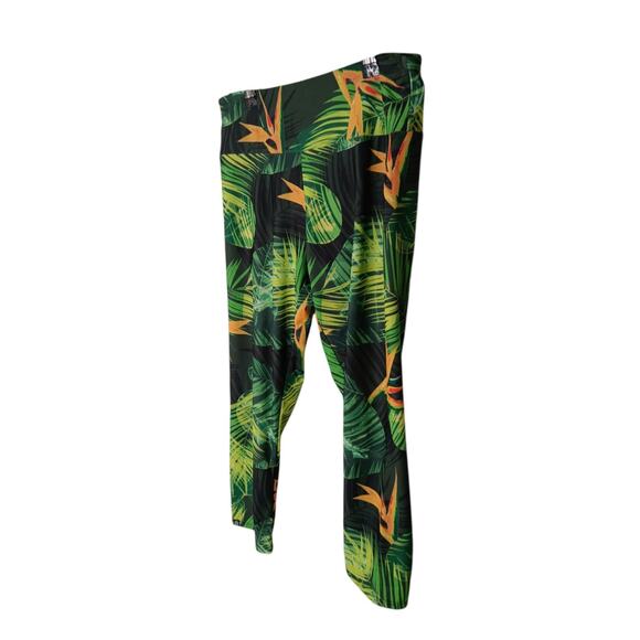 Onzie Womens M/L Tropical Floral Cropped Leggings Yoga Activewear Bird of Paradi - Picture 5 of 12